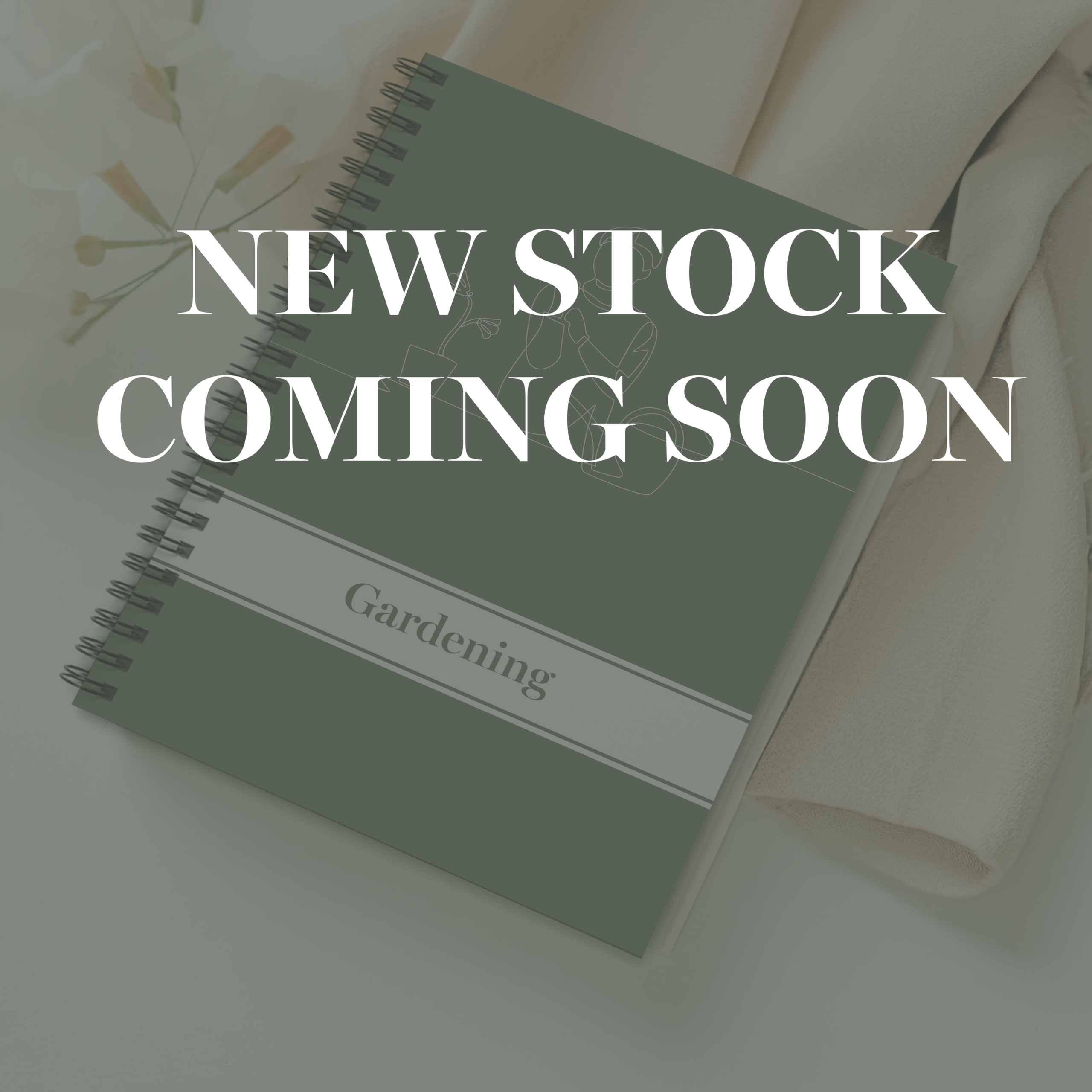 Image of our gardening notebook, which is coming into stock soon